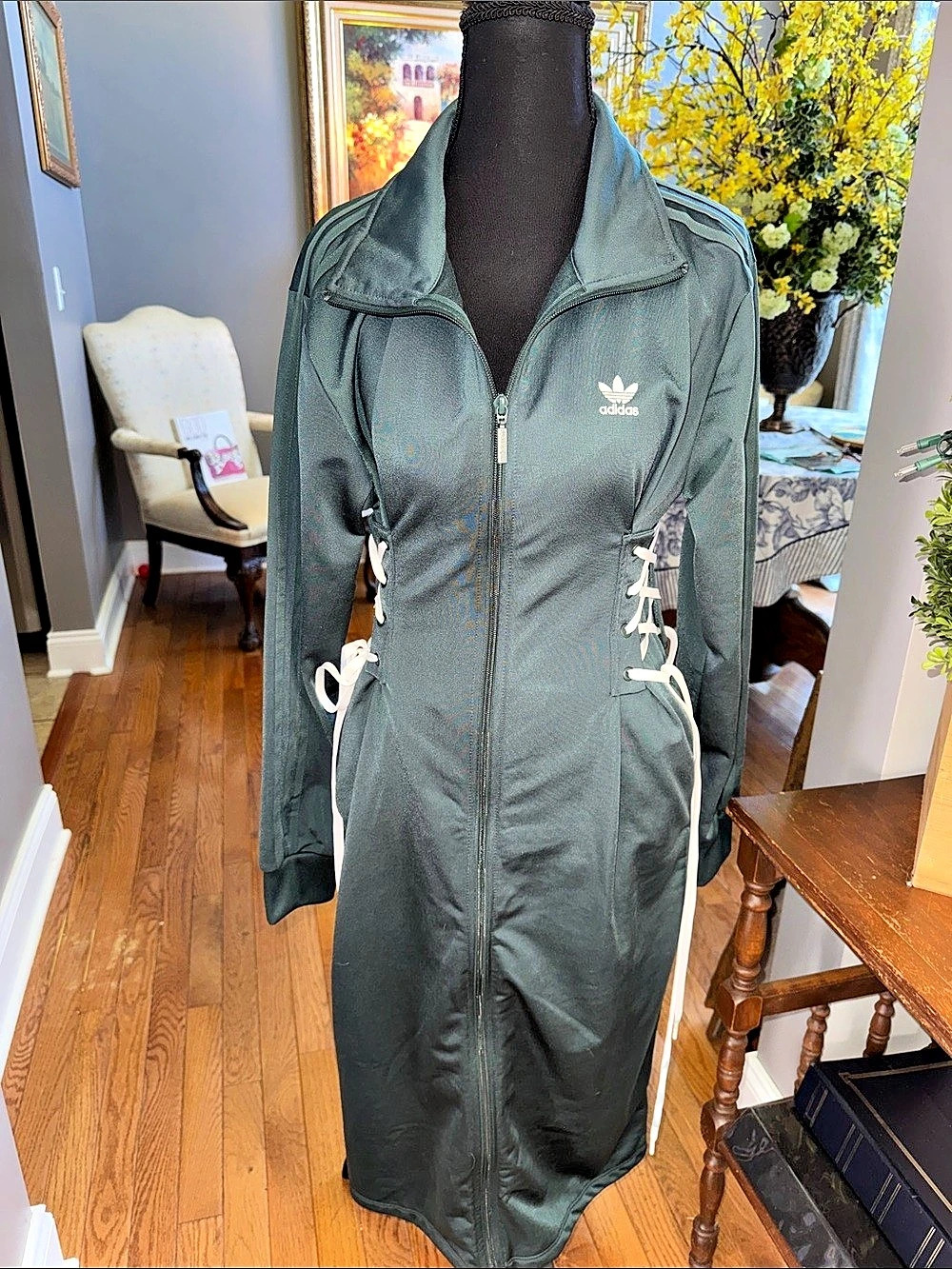 adidas Always Original Laced Track Dress Green & White - Small - NWT